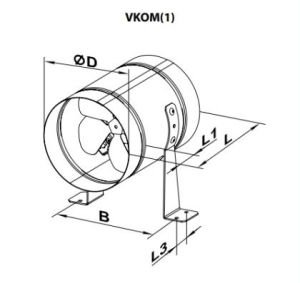 Axial fan VENTS VKOM 250, 1070 m3/h, low pressure, inline