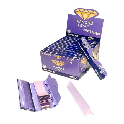 Diamond Leaf Colored Rolling Papers King Size Slim Purple