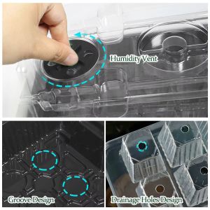 Комплект за покълване и вкореняване с вградено осветление - 40 гнезда, 2 LED ленти, x 38 x 24 x 12см